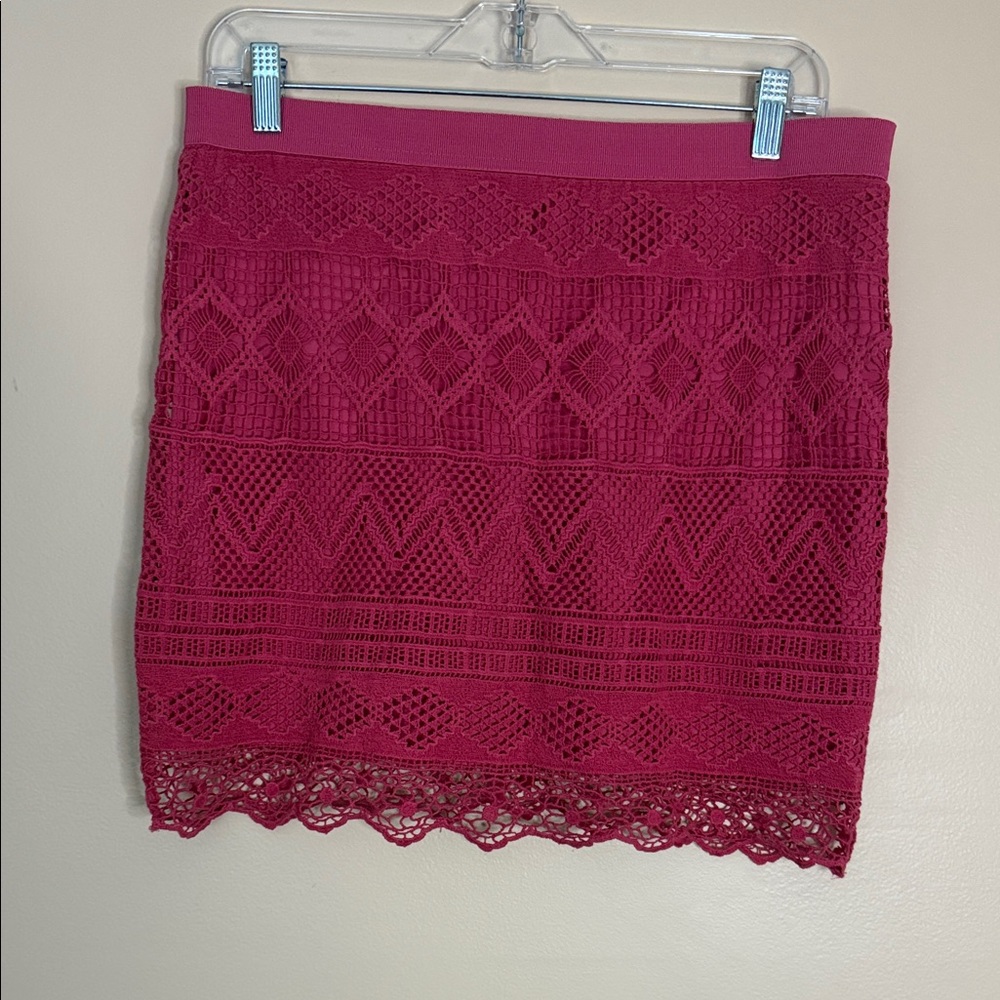 American Eagle Outfitters Crochet Lace Mini Skirt - Fuchsia